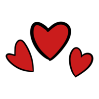 Three red heart cartoon icon love concept. png