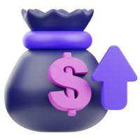 Money Bag Growth 3D Illustration png