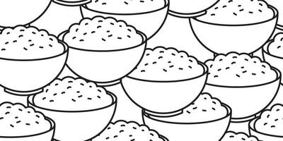 rice in a bowl seamless pattern vector