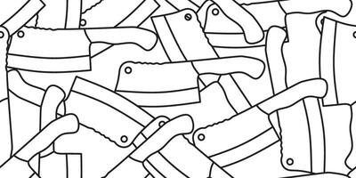 abstract outline butcher knife seamless pattern vector