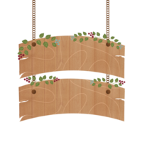 Hanging wooden board with flower and leaf png