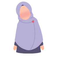 Illustration of a muslimah with a purple headscarf png