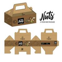 nueces comida caja paquete modelo elegante plano 3d vector