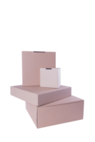 Stapel von Karton Geschenk Kisten mit Deckel, Attrappe, Lehrmodell, Simulation zum Design. isoliert Weiß. Beschneidungspfad png