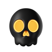 3d skull halloween isolated on transparent background. black skull with light. png
