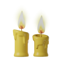 3D realistic candles isolated on transparent background. Halloween candles png