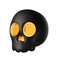 3d skull halloween isolated on transparent background. black skull with light. png