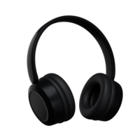 3d. Realistic black headphone isolated on transparent background. png