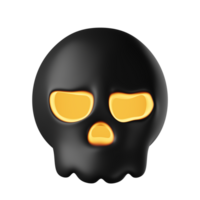 3d skull halloween isolated on transparent background. black skull with light. png