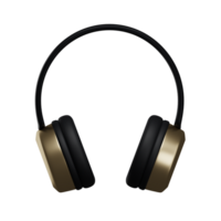 3d. Realistic gold headphone isolated on transparent background. png