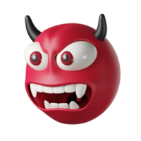 3D demon red angry, isolated on transparent background. halloween horned devil png