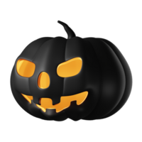 3D realistic halloween angry pumpkin isolated on transparent background. halloween black pumpkin png