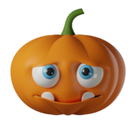 3D realistic halloween cute pumpkin isolated on transparent background. halloween pumpkin emoji png