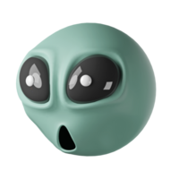 3D angry green alien, isolated on transparent background. devil halloween png