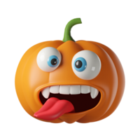 3d realistisch halloween schattig pompoen geïsoleerd Aan transparant achtergrond. halloween pompoen emoji png