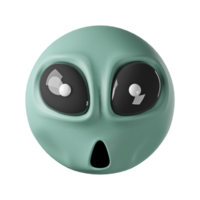 3D angry green alien, isolated on transparent background. devil halloween png