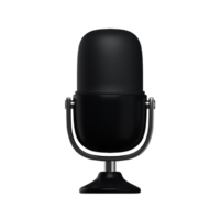 3d. Realistic black microphone isolated on transparent background. png