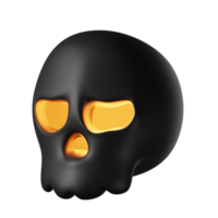 3d skull halloween isolated on transparent background. black skull with light. png