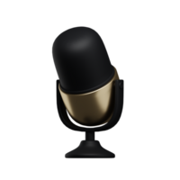 3d. Realistic gold microphone isolated on transparent background. png