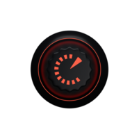 3d. Realistic volume button with red light isolated on transparent background. png