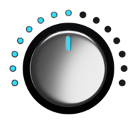 3d. Realistic volume button with blue light isolated on transparent background. png