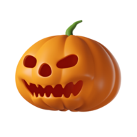 3d realista Víspera de Todos los Santos enojado calabaza aislado en transparente antecedentes. png