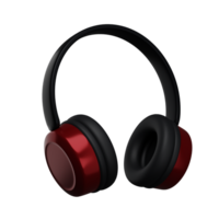3d. Realistic red headphone isolated on transparent background. png