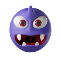 3D angry purple devil, isolated on transparent background. halloween horned devil png