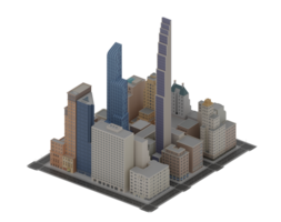 3d illustration tecknad serie stad scape byggnad skyskrapa nyc isometrisk se png