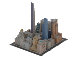 3d illustration tecknad serie stad scape byggnad skyskrapa nyc isometrisk se png