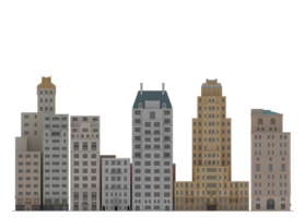 3d illustration dessin animé ville scape bâtiment gratte-ciel nyc png