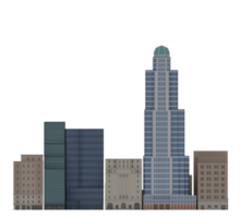 3d illustration tecknad serie stad scape byggnad skyskrapa nyc png