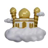 3d render illustration of islamic ramadan maulid icon on cloud png