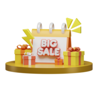 3d render cute podium illustration shopping marketing big sale discount shop promo png