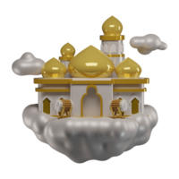 3d render illustration of islamic ramadan maulid icon on cloud png