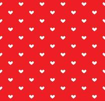 White heart seamless pattern on red background Vector