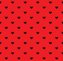 Black heart seamless pattern on red background Vector