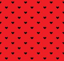 Black heart seamless pattern on red background Vector