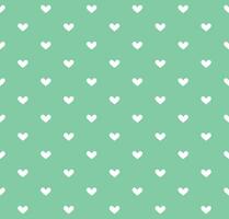 White heart seamless pattern on green background Vector