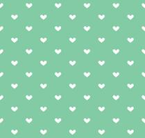 White heart seamless pattern on green background Vector