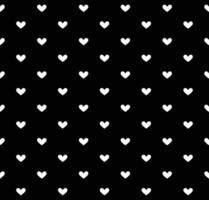 White heart seamless pattern on black background Vector