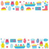 Poster with doodle Easter icons. vector