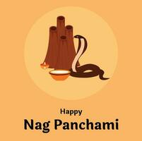Happy Nag Panchami Indian Hindu Festival Celebration Vector Design