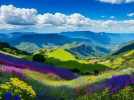 beautiful flowers in the mountains ai generated photo