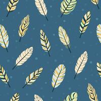 Seamless pattern with boho feathers. vector