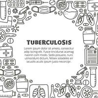 Poster with lettering and doodle tuberculosis items. vector