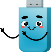 söt maskot av uSB blixt kör. blixt disk söt karaktär illustration. teknologi maskot karaktär. png