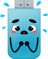 cute usb flash drive mascot is sad, flash disk cute character illustration. technology mascot character. png