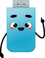 mignonne mascotte de USB éclat conduire. éclat disque mignonne personnage illustration. La technologie mascotte personnage. png