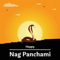 Happy Nag Panchami Indian Hindu Festival Celebration Vector Design